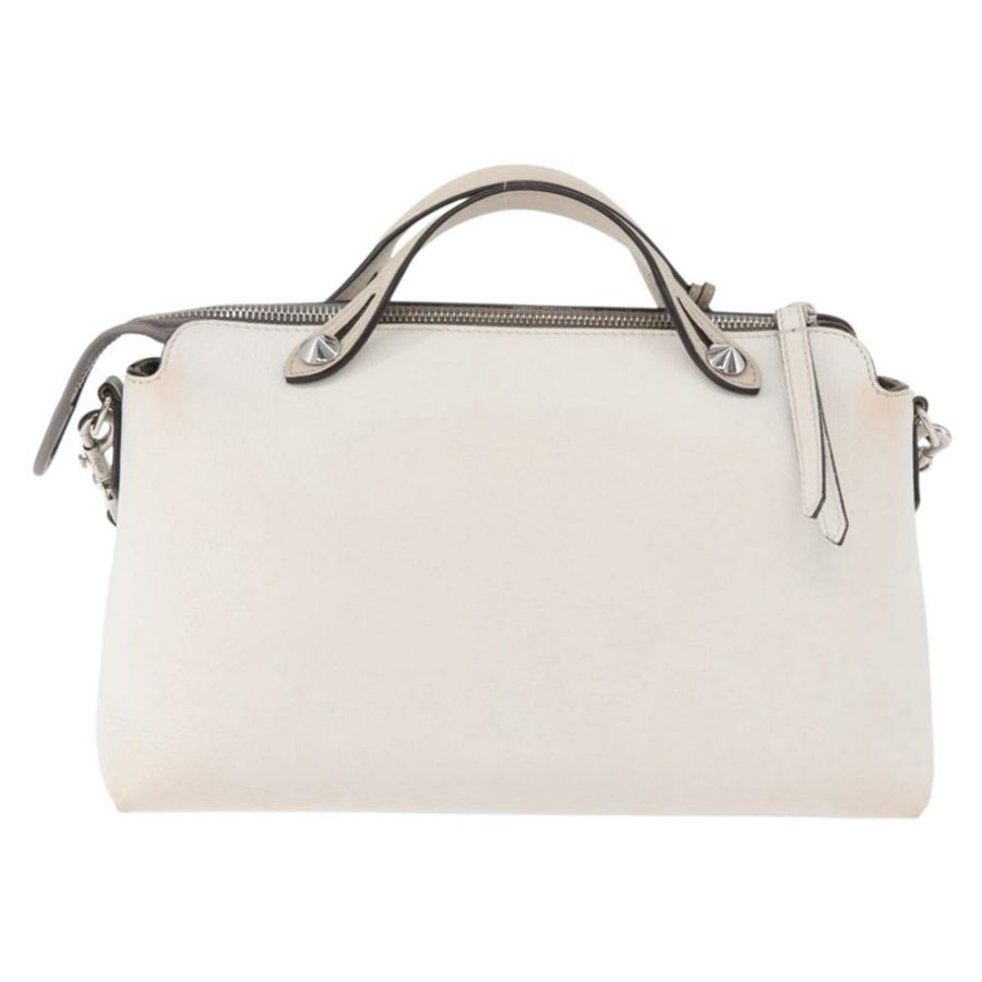 【日本直送】FENDI 白色銀色皮革肩背包 Auth bs36311A-2
