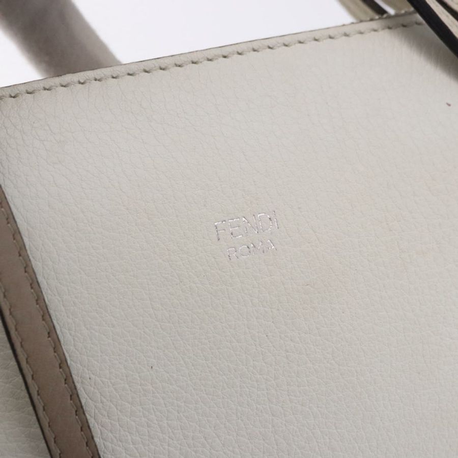 【日本直送】FENDI 白色銀色皮革肩背包 Auth bs36311A-16