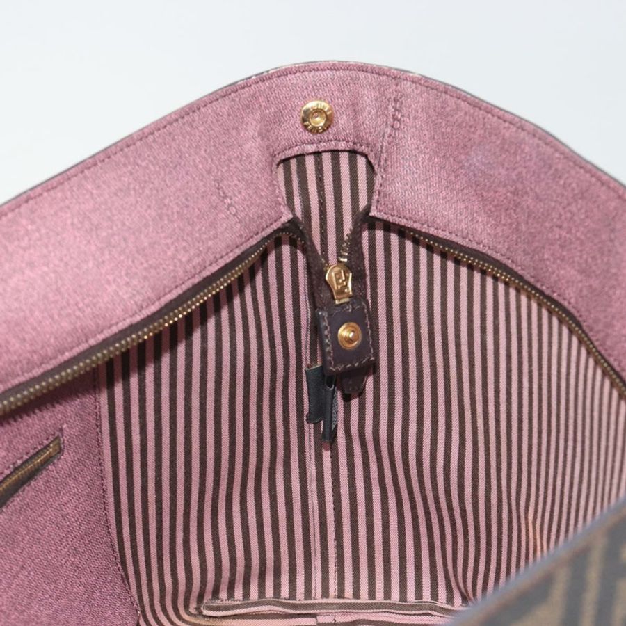 【日本直送】FENDI Zucca帆布手提包 PVC棕黑色 正品 hk3983A-16