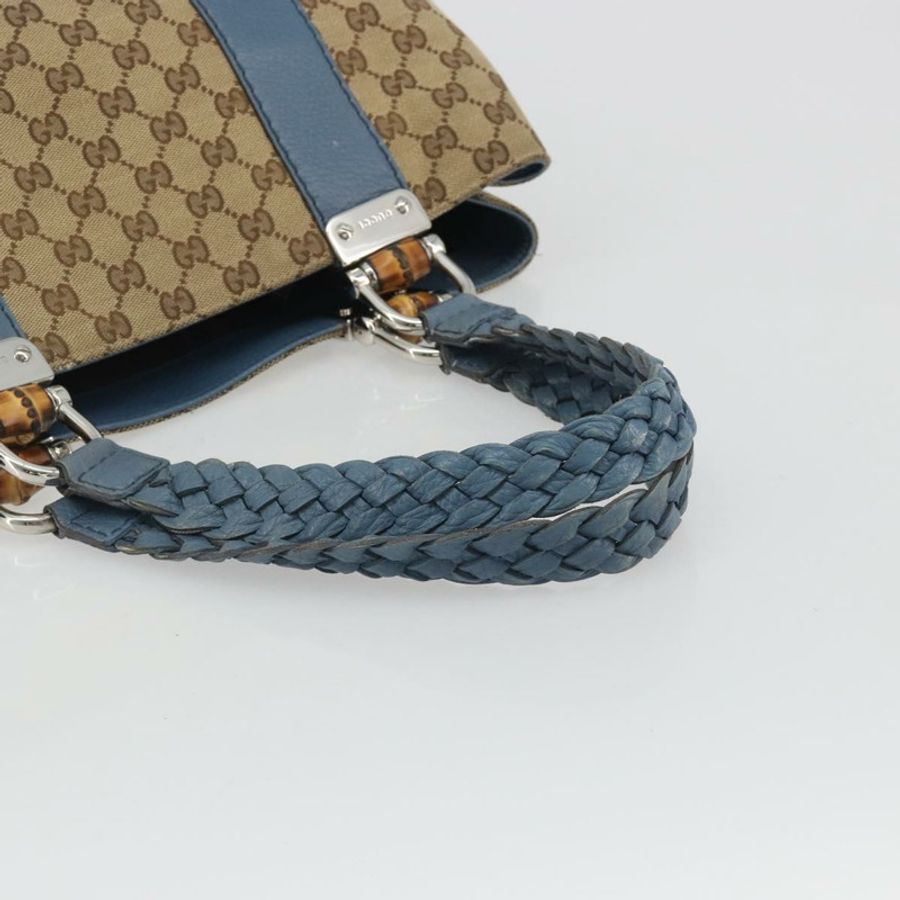 【日本直送】GUCCI GG 帆布竹編托特包 藍米色 232947 正品 ki6706A-6