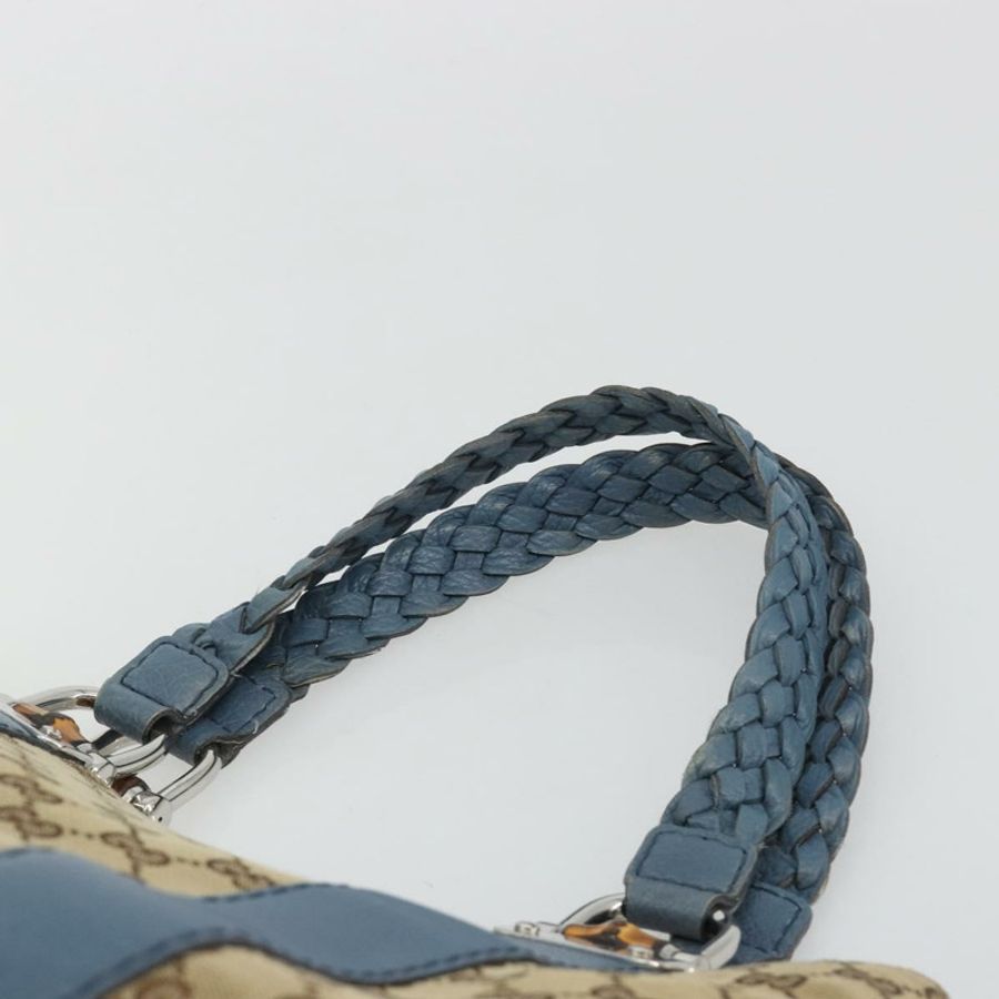 【日本直送】GUCCI GG 帆布竹編托特包 藍米色 232947 正品 ki6706A-7