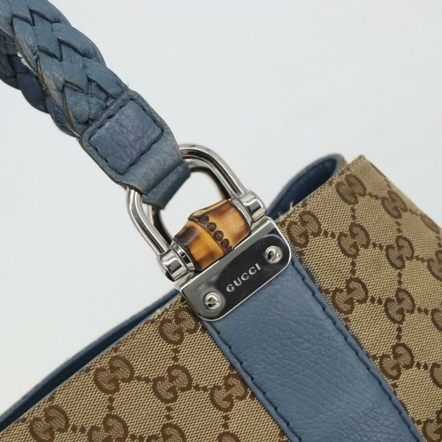 【日本直送】GUCCI GG 帆布竹編托特包 藍米色 232947 正品 ki6706A-13