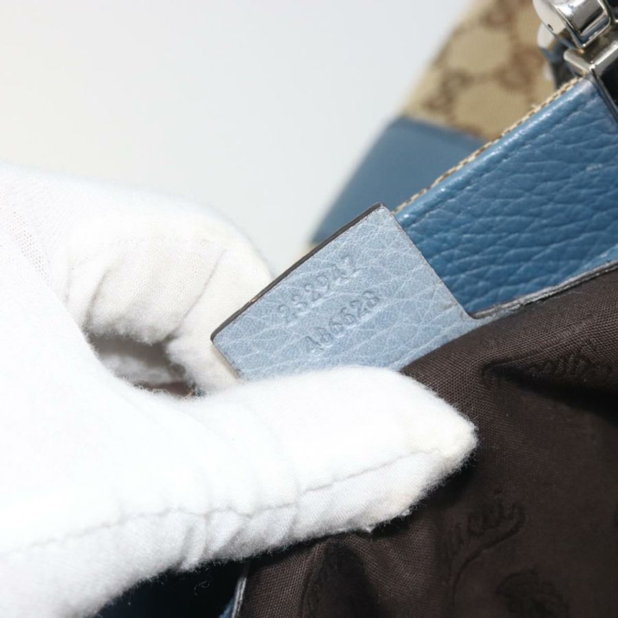 【日本直送】GUCCI GG 帆布竹編托特包 藍米色 232947 正品 ki6706A-23