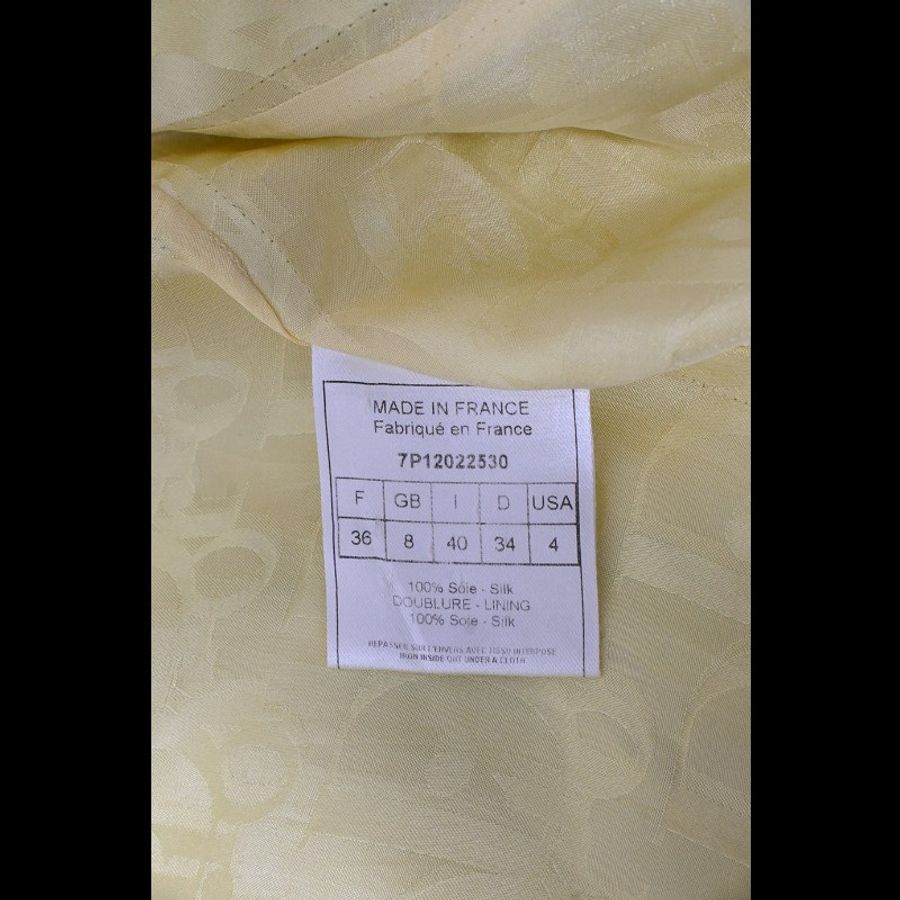 Dior 黄色真丝收腰两口袋圆领上衣外套-3