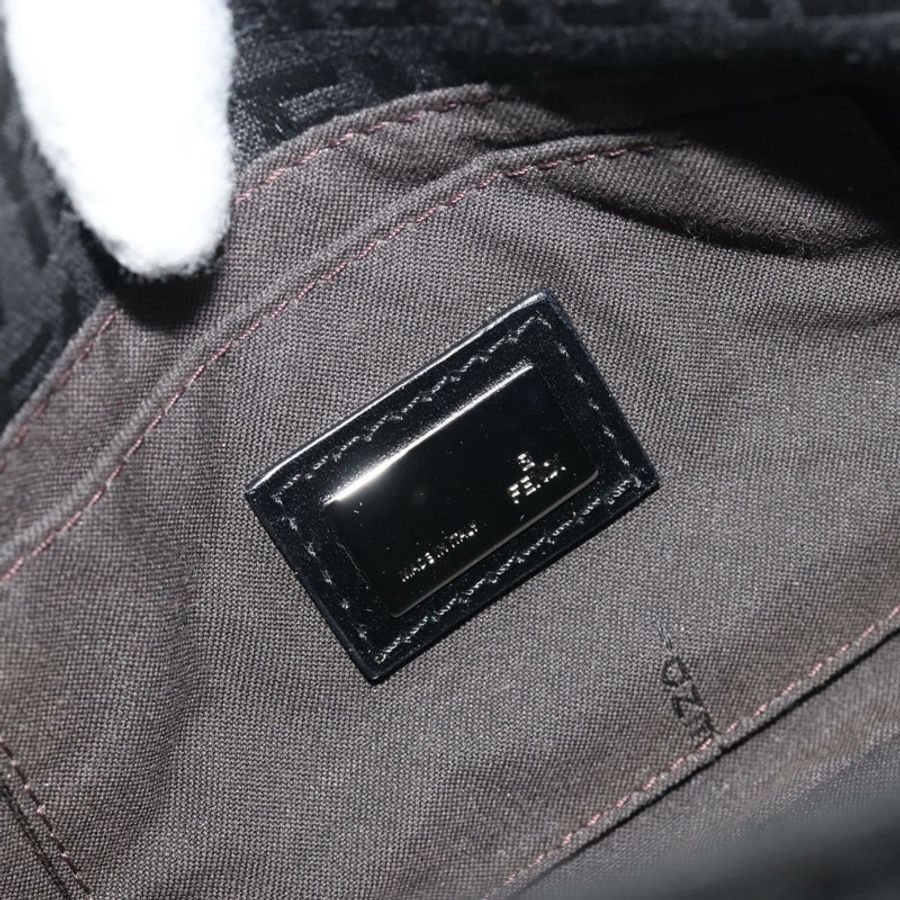【日本直送】FENDI Zucchino帆布Mamma Baguette單肩包 黑色銀色 正品 ki6734M-17
