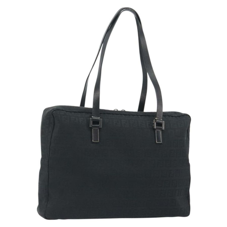【日本直送】FENDI Zucchino帆布手提包 黑色 銀色 8BH031 正品 ki6737-0