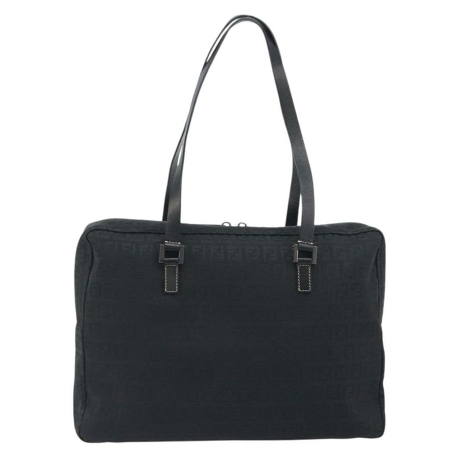 【日本直送】FENDI Zucchino帆布手提包 黑色 銀色 8BH031 正品 ki6737-1