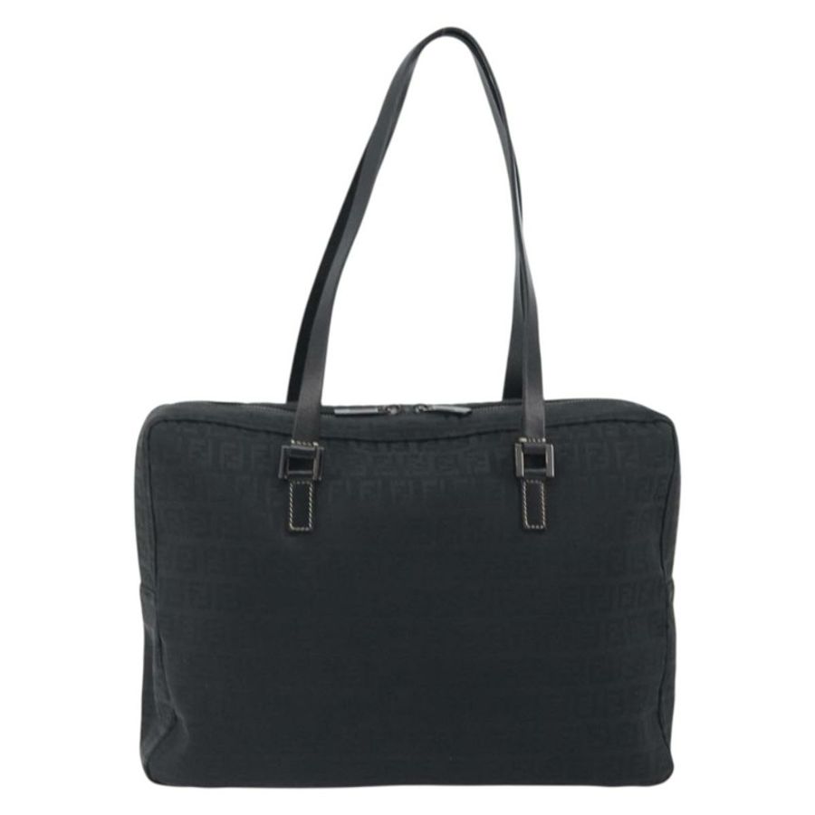 【日本直送】FENDI Zucchino帆布手提包 黑色 銀色 8BH031 正品 ki6737-2