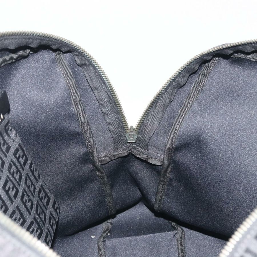 【日本直送】FENDI Zucchino帆布手提包 黑色 銀色 8BH031 正品 ki6737-18
