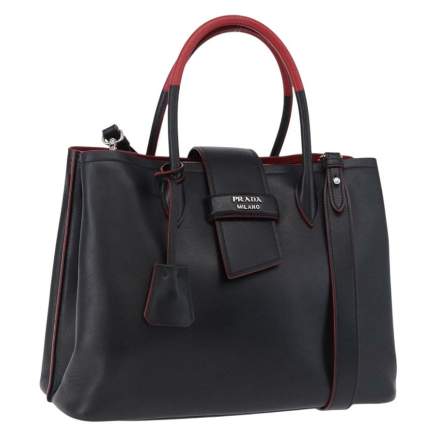 【日本直送】PRADA 手提包 皮革 兩用 黑色 銀色 正品 ki6745M-0