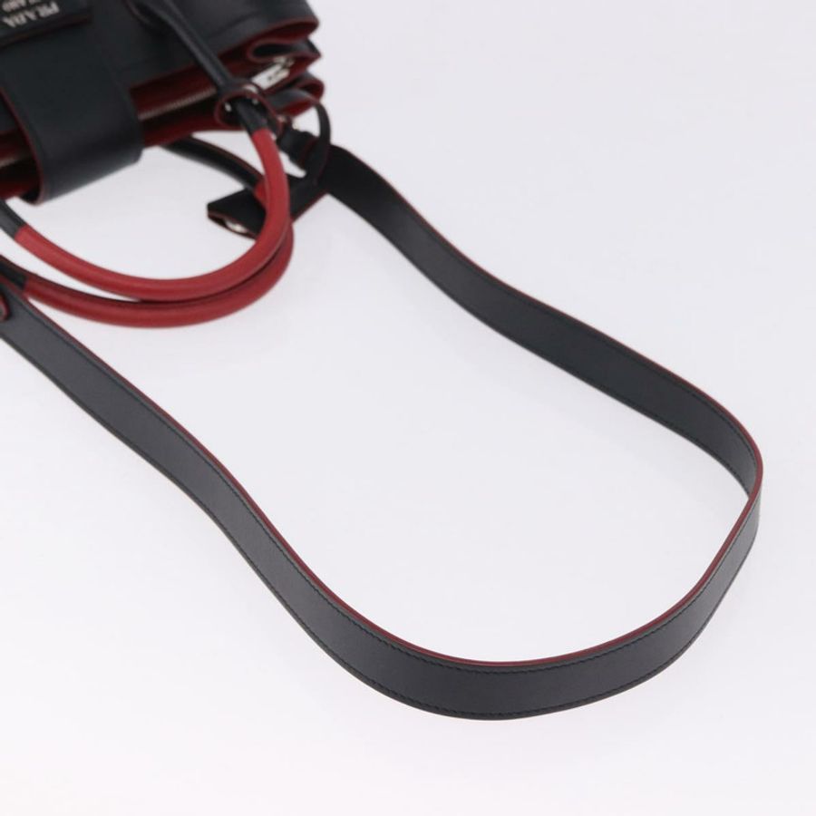 【日本直送】PRADA 手提包 皮革 兩用 黑色 銀色 正品 ki6745M-8