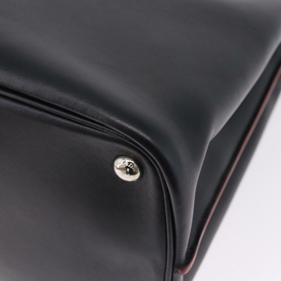 【日本直送】PRADA 手提包 皮革 兩用 黑色 銀色 正品 ki6745M-12