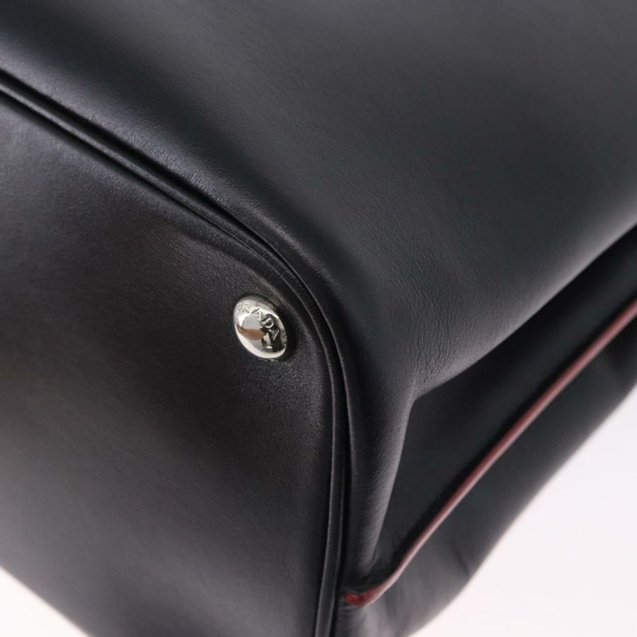 【日本直送】PRADA 手提包 皮革 兩用 黑色 銀色 正品 ki6745M-14