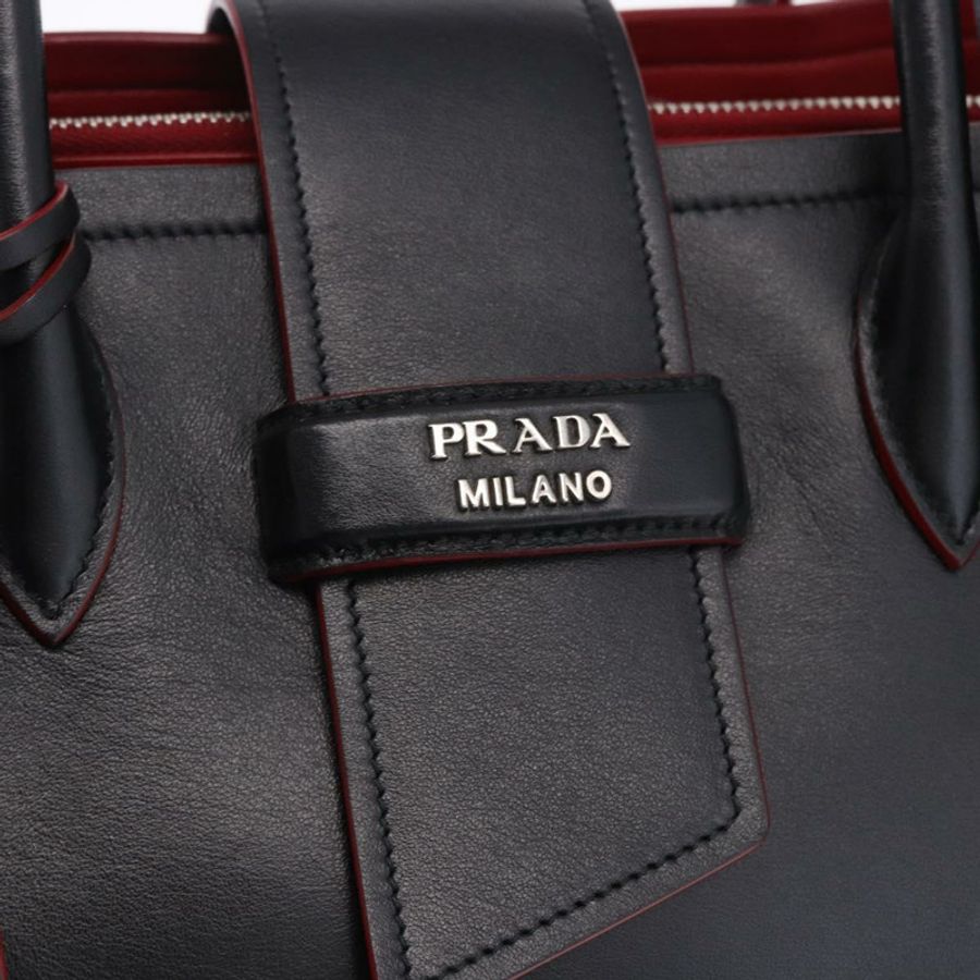 【日本直送】PRADA 手提包 皮革 兩用 黑色 銀色 正品 ki6745M-15