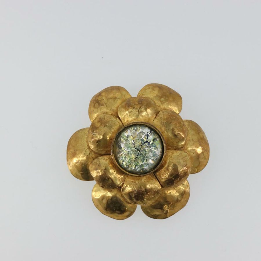 【日本直送】香奈兒復古山茶花胸針,金屬金色,CC標誌,正品編號bs36343V-1