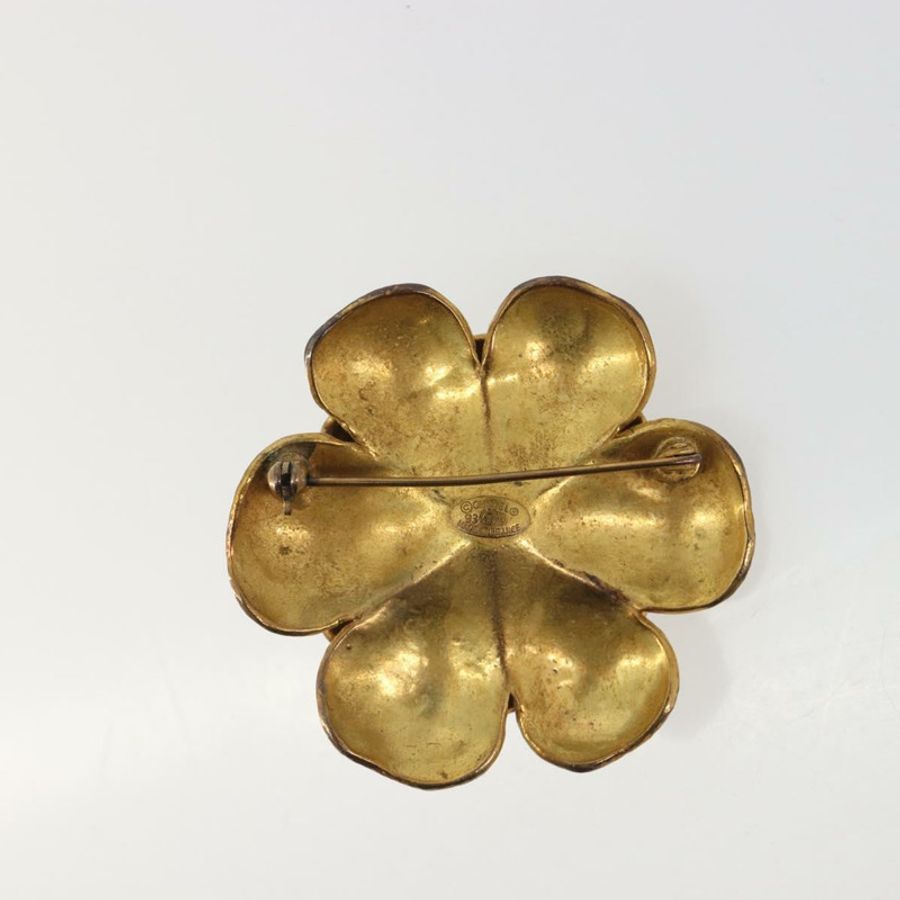 【日本直送】香奈兒復古山茶花胸針,金屬金色,CC標誌,正品編號bs36343V-2