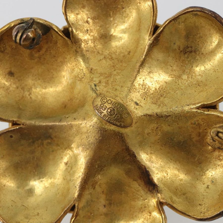 【日本直送】香奈兒復古山茶花胸針,金屬金色,CC標誌,正品編號bs36343V-7