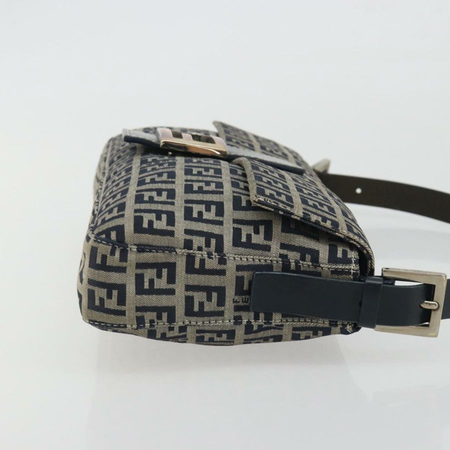 【日本直送】FENDI Zucchino 帆布 Mamma Baguette 單肩包 海軍藍/銀色 正品 yk20655SAM-3