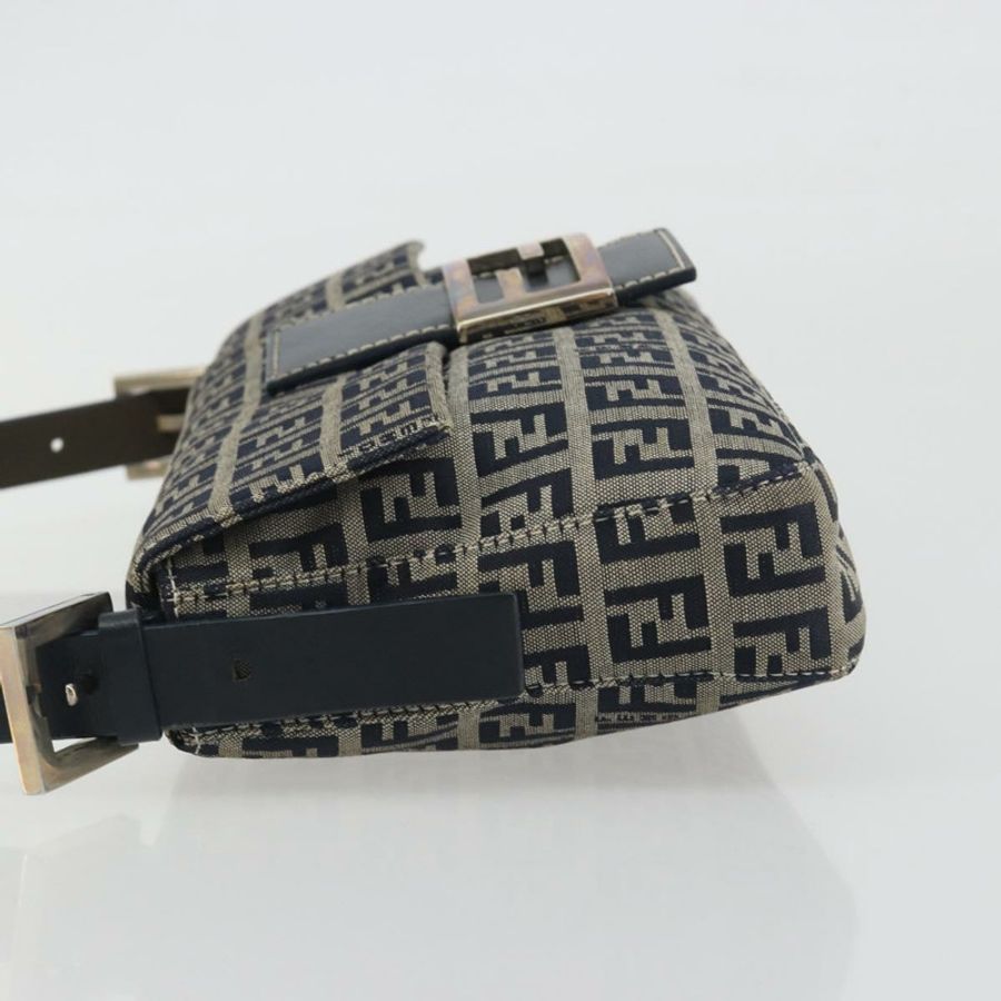 【日本直送】FENDI Zucchino 帆布 Mamma Baguette 單肩包 海軍藍/銀色 正品 yk20655SAM-4