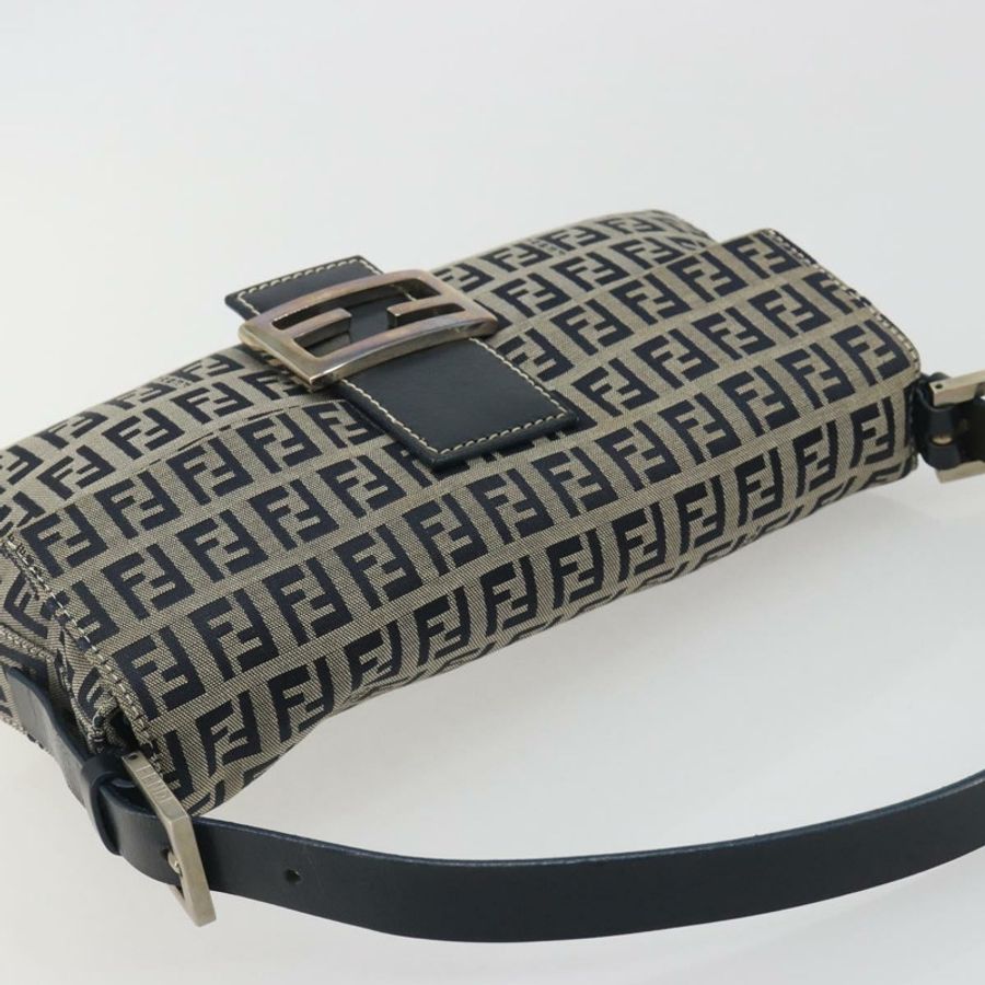 【日本直送】FENDI Zucchino 帆布 Mamma Baguette 單肩包 海軍藍/銀色 正品 yk20655SAM-5
