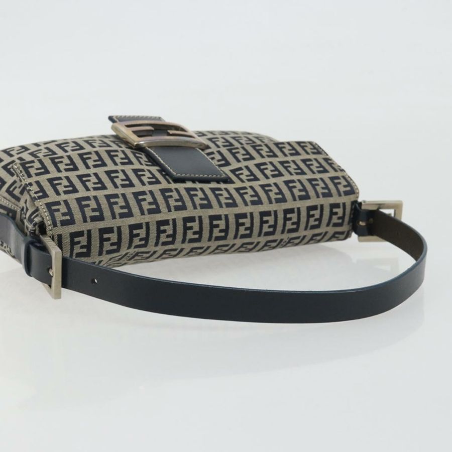 【日本直送】FENDI Zucchino 帆布 Mamma Baguette 單肩包 海軍藍/銀色 正品 yk20655SAM-6
