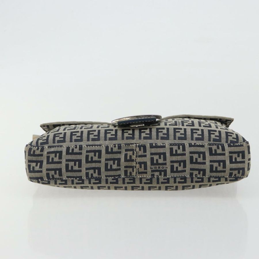 【日本直送】FENDI Zucchino 帆布 Mamma Baguette 單肩包 海軍藍/銀色 正品 yk20655SAM-8