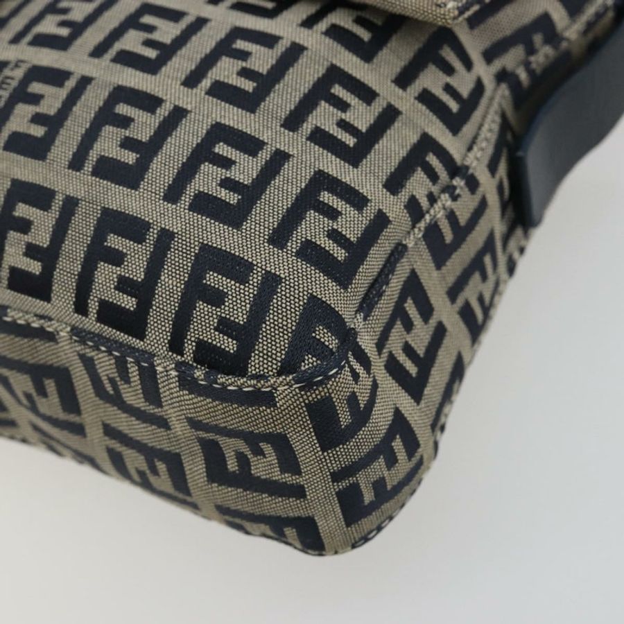 【日本直送】FENDI Zucchino 帆布 Mamma Baguette 單肩包 海軍藍/銀色 正品 yk20655SAM-9