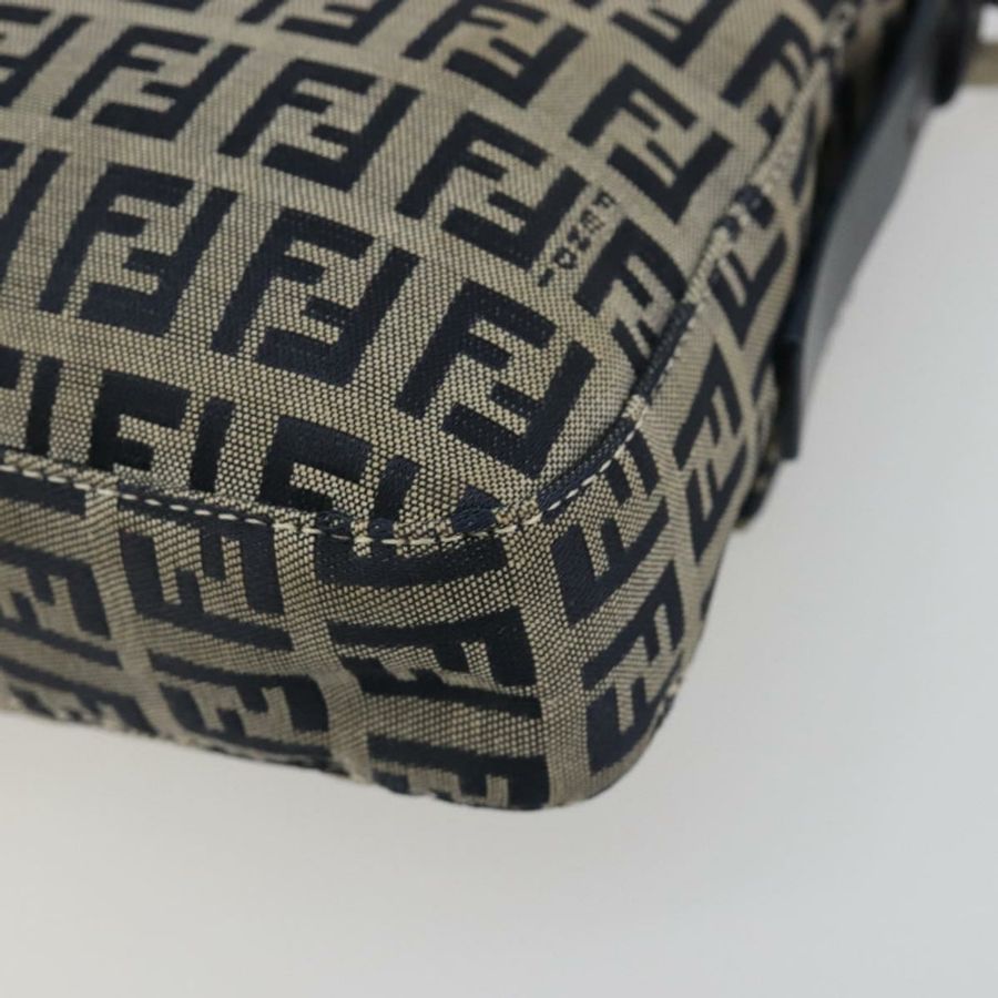 【日本直送】FENDI Zucchino 帆布 Mamma Baguette 單肩包 海軍藍/銀色 正品 yk20655SAM-11