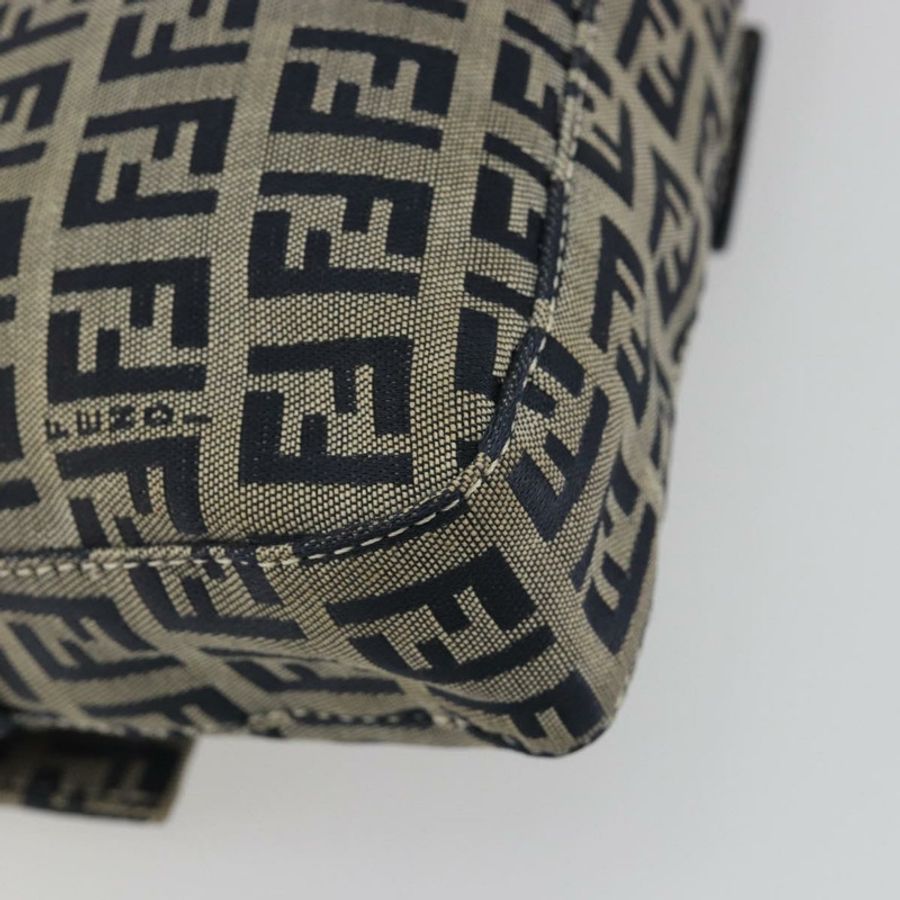 【日本直送】FENDI Zucchino 帆布 Mamma Baguette 單肩包 海軍藍/銀色 正品 yk20655SAM-12