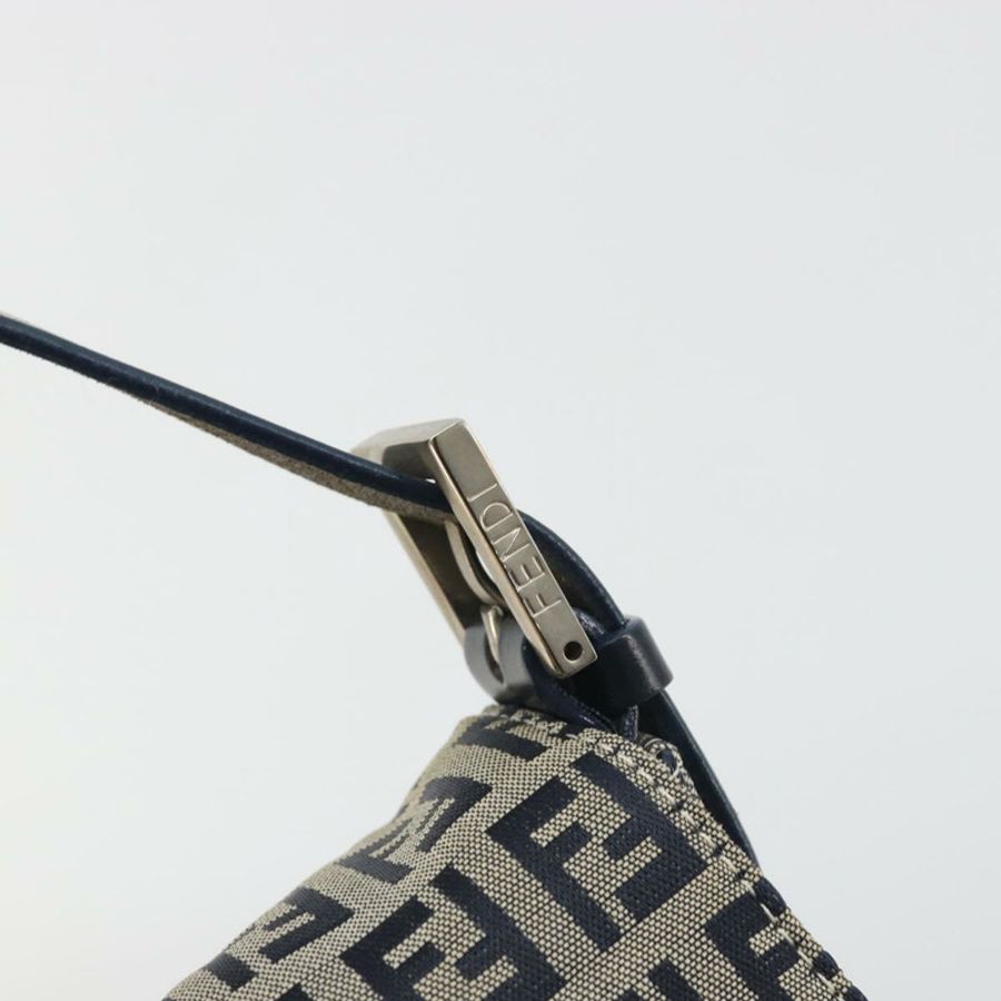 【日本直送】FENDI Zucchino 帆布 Mamma Baguette 單肩包 海軍藍/銀色 正品 yk20655SAM-13
