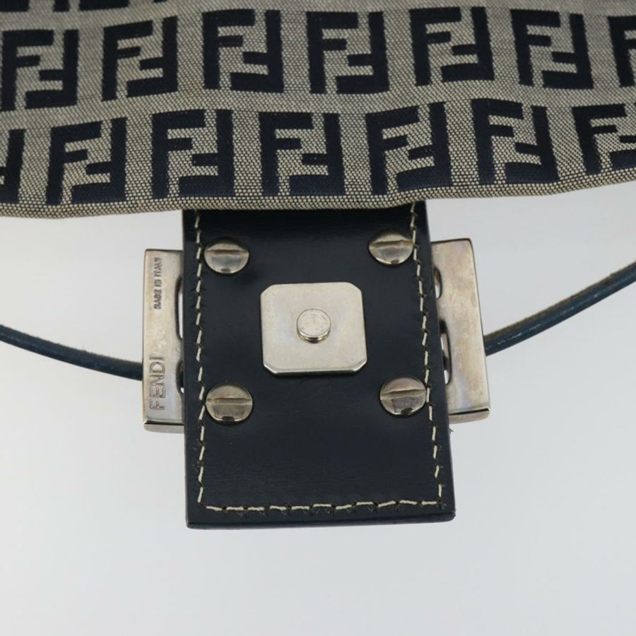【日本直送】FENDI Zucchino 帆布 Mamma Baguette 單肩包 海軍藍/銀色 正品 yk20655SAM-16