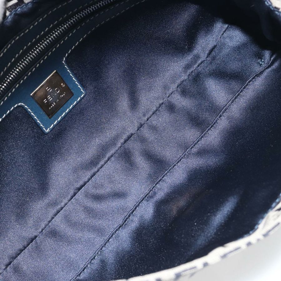 【日本直送】FENDI Zucchino 帆布 Mamma Baguette 單肩包 海軍藍/銀色 正品 yk20655SAM-18
