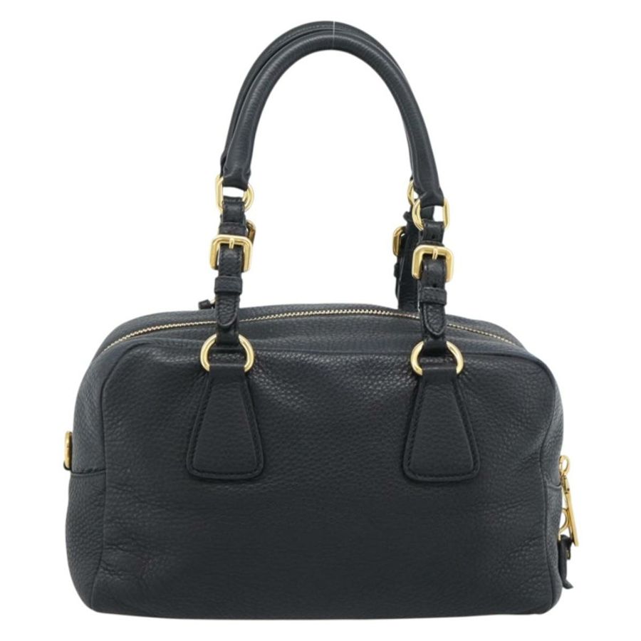 【日本直送】PRADA 手提包 皮革 黑色 金色 正品 yk20656SAM-2