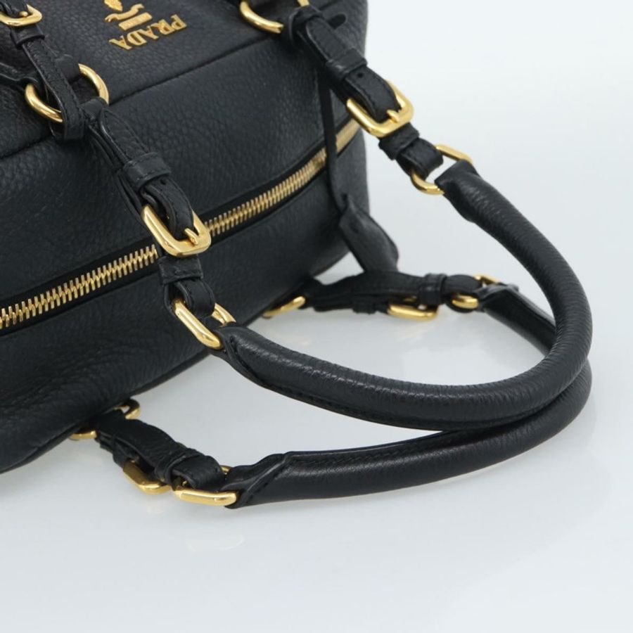 【日本直送】PRADA 手提包 皮革 黑色 金色 正品 yk20656SAM-6