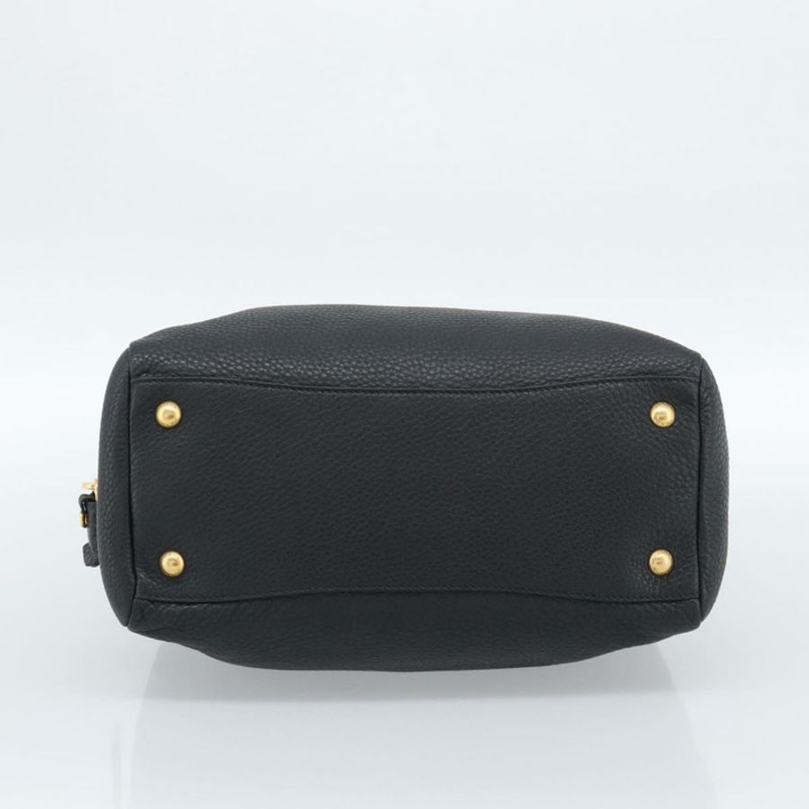 【日本直送】PRADA 手提包 皮革 黑色 金色 正品 yk20656SAM-8