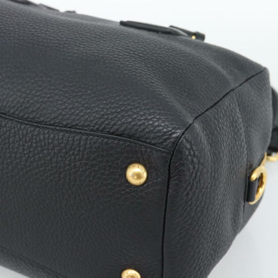 【日本直送】PRADA 手提包 皮革 黑色 金色 正品 yk20656SAM-9