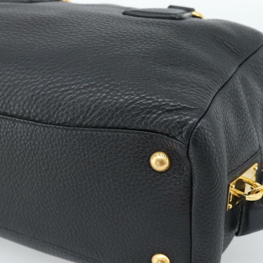 【日本直送】PRADA 手提包 皮革 黑色 金色 正品 yk20656SAM-11