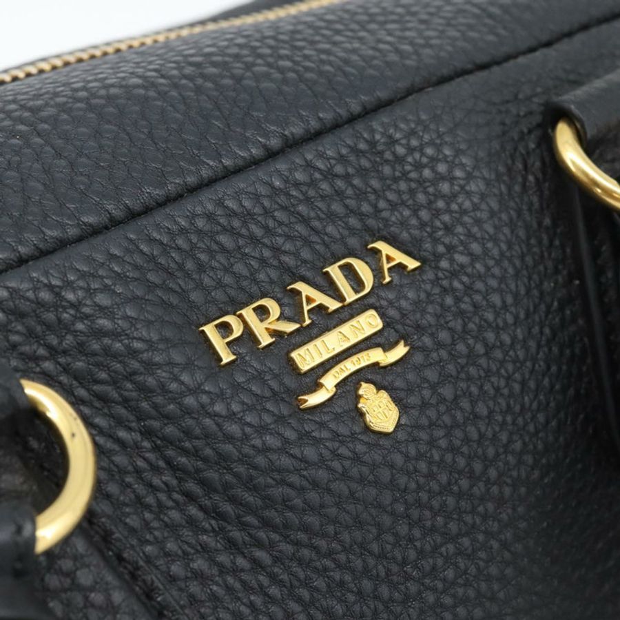 【日本直送】PRADA 手提包 皮革 黑色 金色 正品 yk20656SAM-13