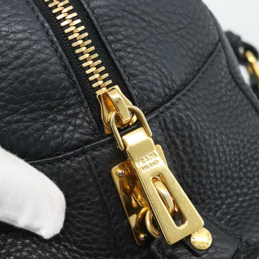 【日本直送】PRADA 手提包 皮革 黑色 金色 正品 yk20656SAM-16