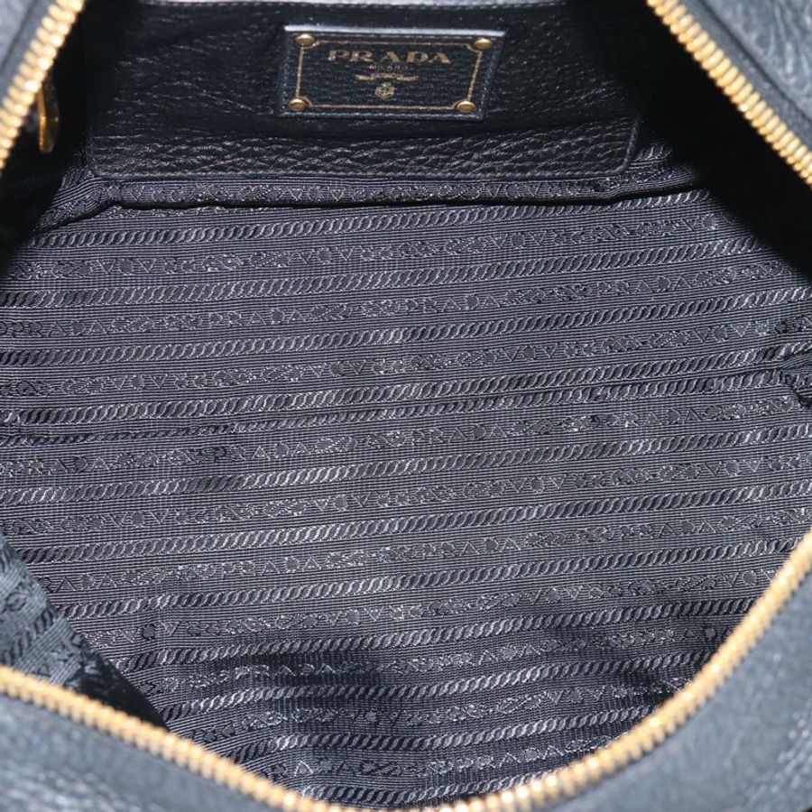 【日本直送】PRADA 手提包 皮革 黑色 金色 正品 yk20656SAM-18