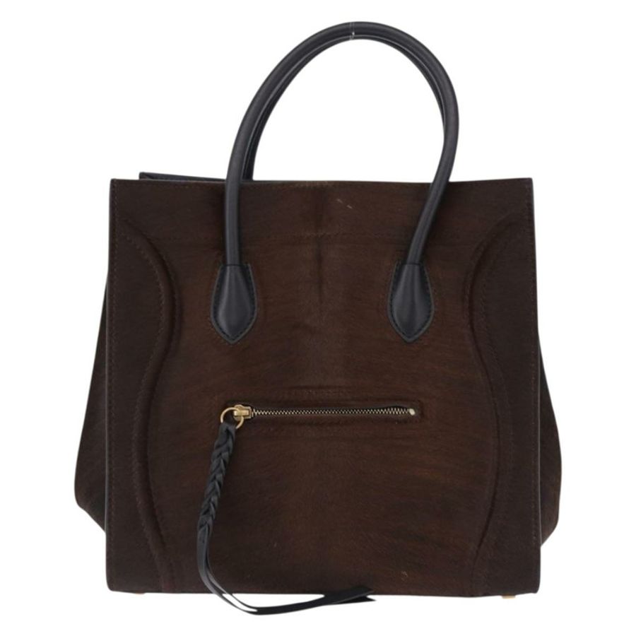 【日本直送】CELINE Luggage Phantom 手提包 Harako 皮革 棕色 黑色 正品 yk20659SAM-1