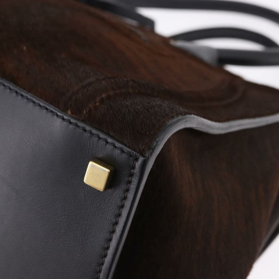 【日本直送】CELINE Luggage Phantom 手提包 Harako 皮革 棕色 黑色 正品 yk20659SAM-12