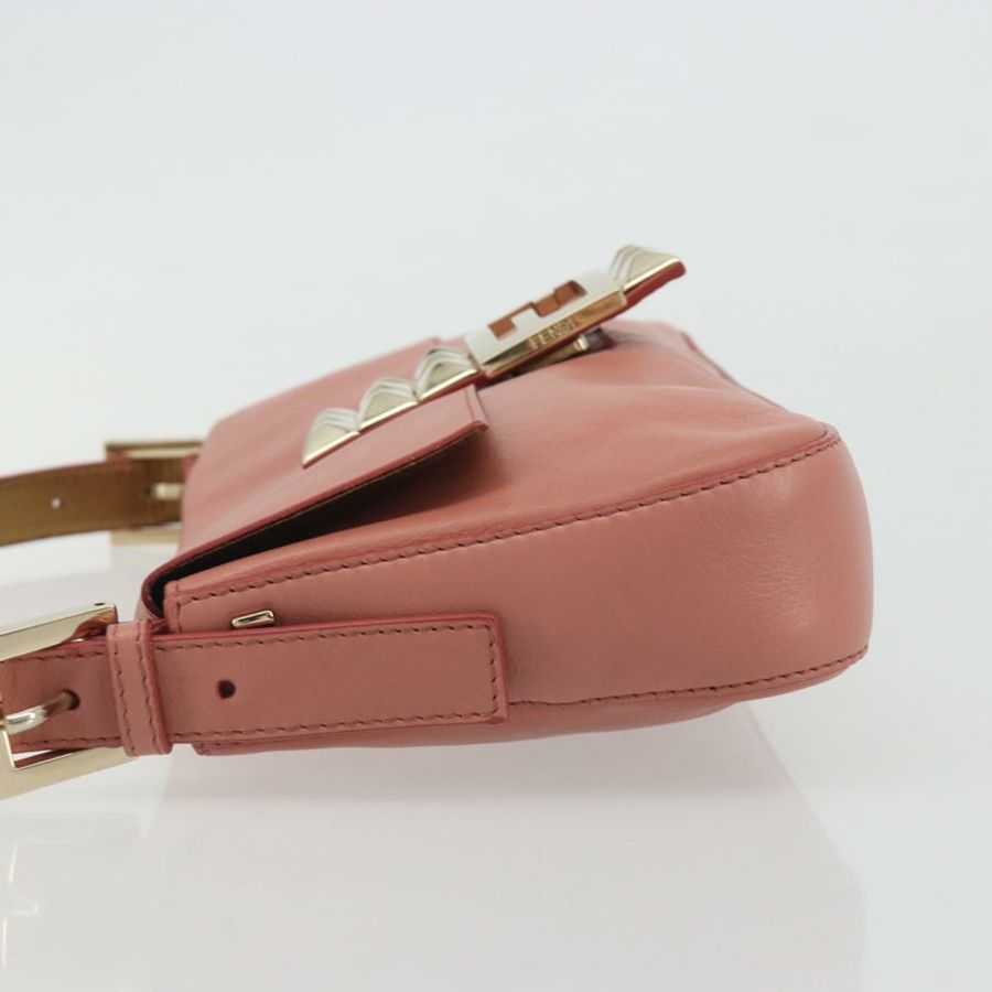 【日本直送】FENDI 鉚釘 Mamma Baguette 單肩包 皮革 粉紅色 金色色調 正品 yk20664SAM-4