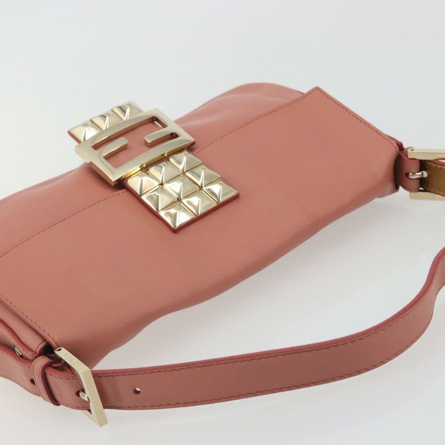 【日本直送】FENDI 鉚釘 Mamma Baguette 單肩包 皮革 粉紅色 金色色調 正品 yk20664SAM-5