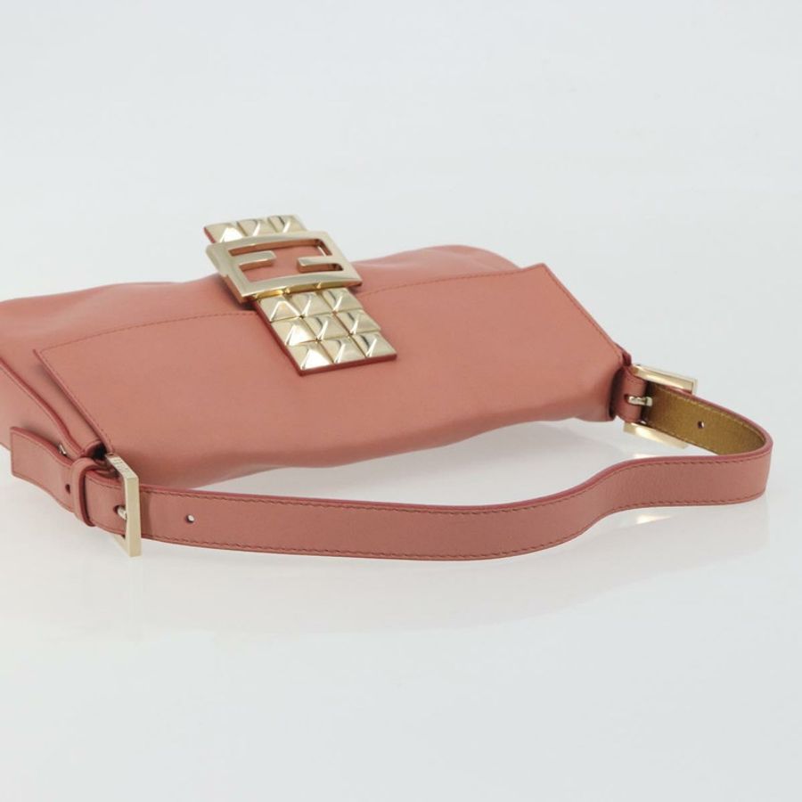 【日本直送】FENDI 鉚釘 Mamma Baguette 單肩包 皮革 粉紅色 金色色調 正品 yk20664SAM-6
