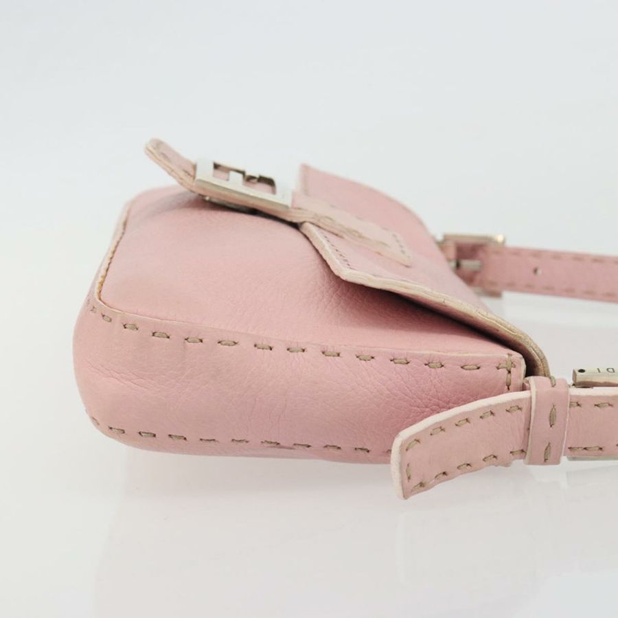 【日本直送】FENDI Celeria Mamma Baguette 單肩包 皮革 粉紅色 銀色 正品 yk20675M-3