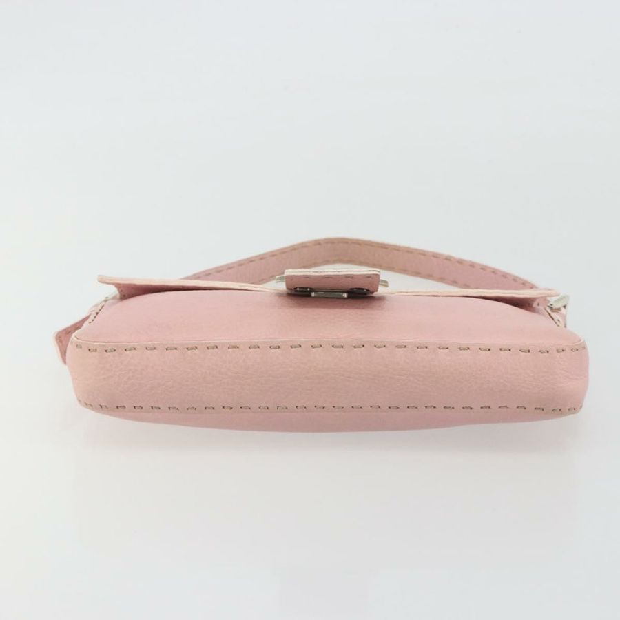 【日本直送】FENDI Celeria Mamma Baguette 單肩包 皮革 粉紅色 銀色 正品 yk20675M-8