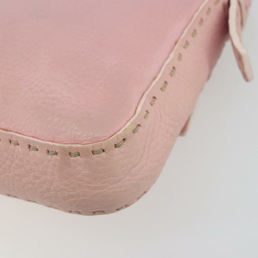 【日本直送】FENDI Celeria Mamma Baguette 單肩包 皮革 粉紅色 銀色 正品 yk20675M-11