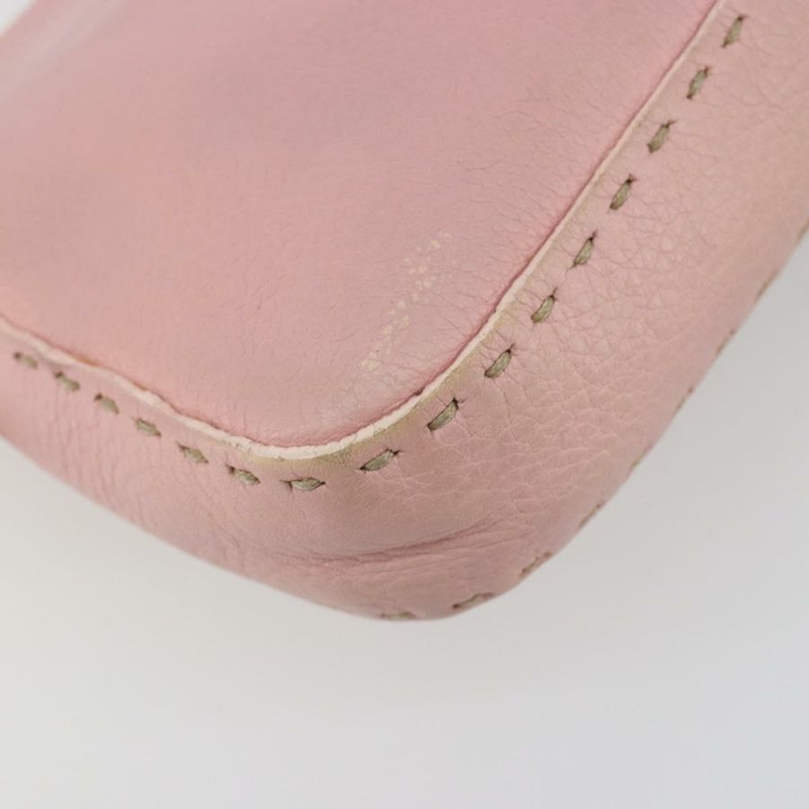 【日本直送】FENDI Celeria Mamma Baguette 單肩包 皮革 粉紅色 銀色 正品 yk20675M-12