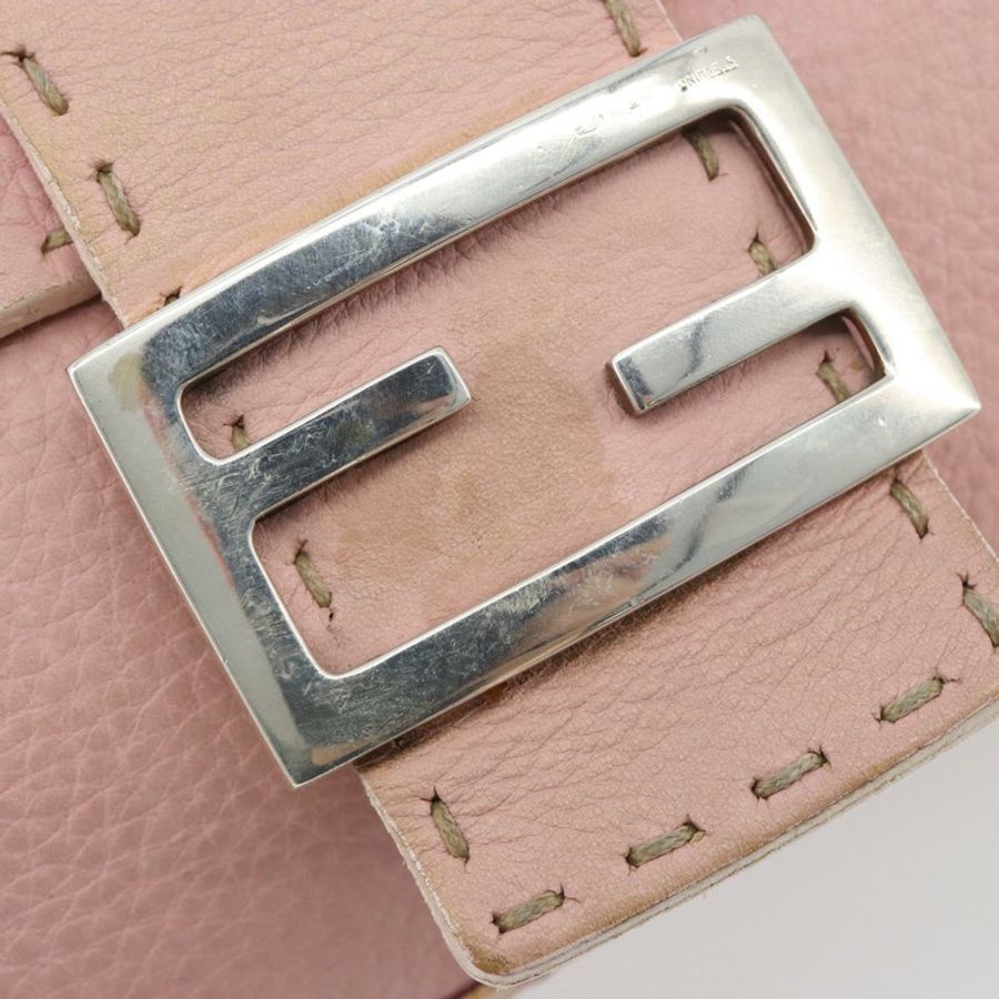 【日本直送】FENDI Celeria Mamma Baguette 單肩包 皮革 粉紅色 銀色 正品 yk20675M-15